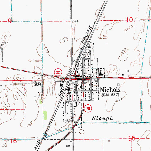 Topographic Map of Nichols (historical), IA