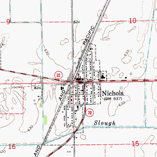 Topographic Map of Nichols City Hall, IA