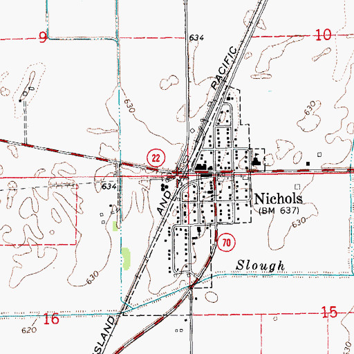 Topographic Map of Nichols Fire Department, IA