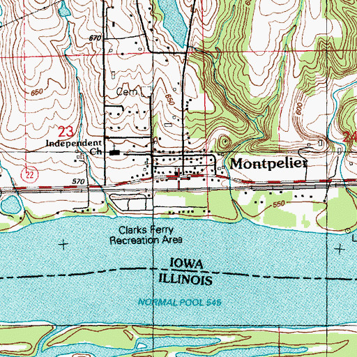 Topographic Map of Montpelier, IA