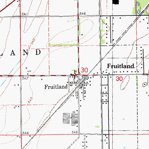 Topographic Map of Fruitland City Hall, IA