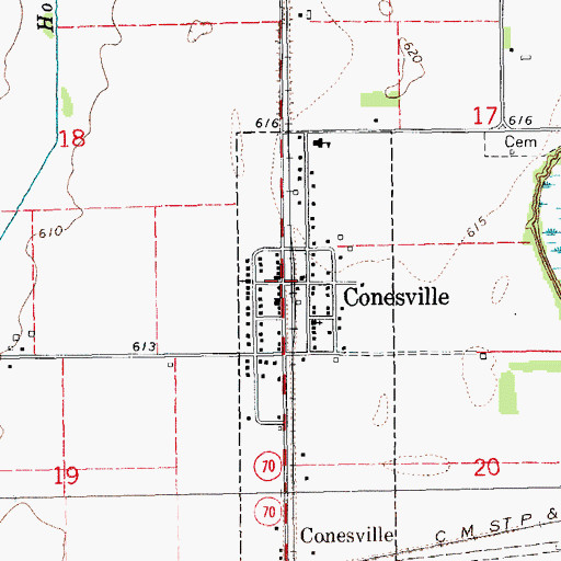 Topographic Map of Conesville Post Office, IA