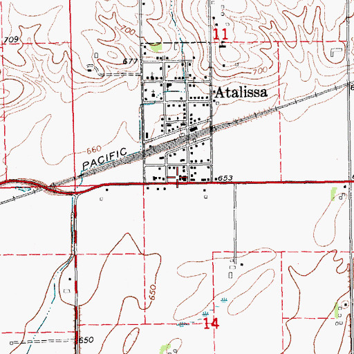 Topographic Map of Atalissa Post Office, IA