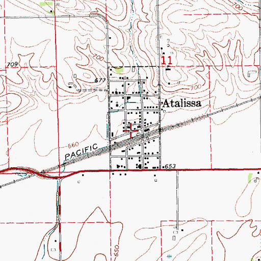 Topographic Map of Atalissa, IA