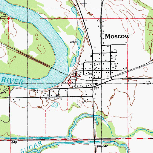 Topographic Map of Moscow Cemetery, IA