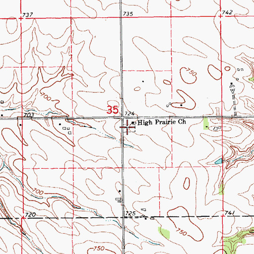 Topographic Map of High Prairie Cemetery, IA