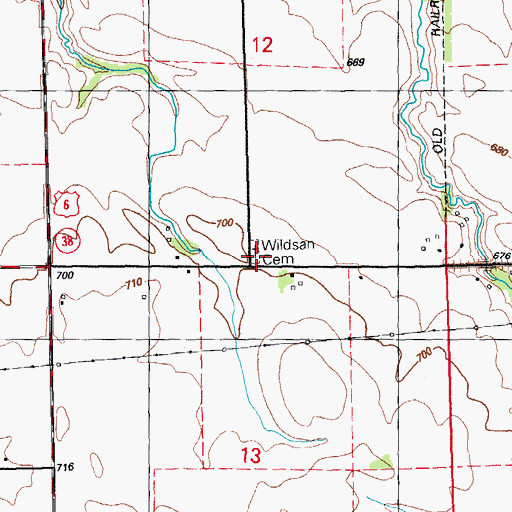 Topographic Map of Wildasin Cemetery, IA