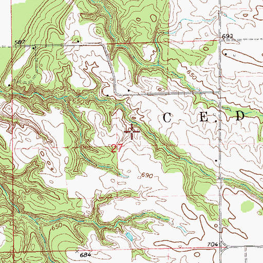 Topographic Map of Edgington Cemetery, IA
