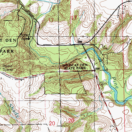 Topographic Map of Pine Creek Gristmill (historical), IA