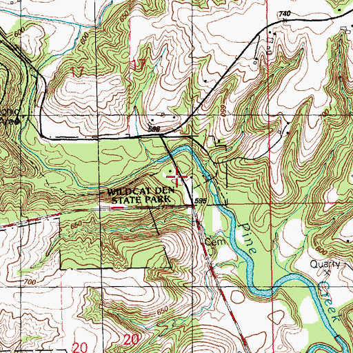 Topographic Map of Pine Mill Bridge, IA