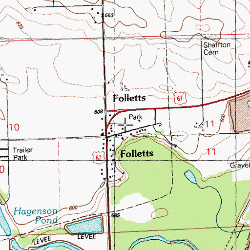 Topographic Map of Follett Park, IA