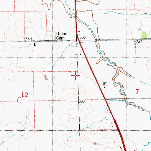 Topographic Map of Brookfield Wildlife Refuge, IA