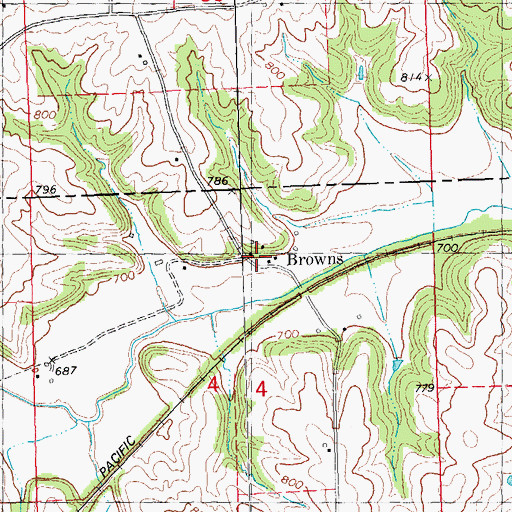 Topographic Map of Brown Post Office (historical), IA