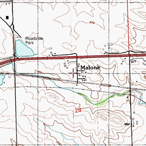 Topographic Map of Malone Post Office (historical), IA