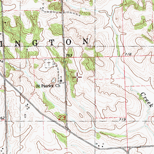 Topographic Map of Villanova Post Office (historical), IA