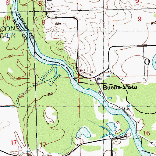 Topographic Map of Buenavista Post Office (historical), IA