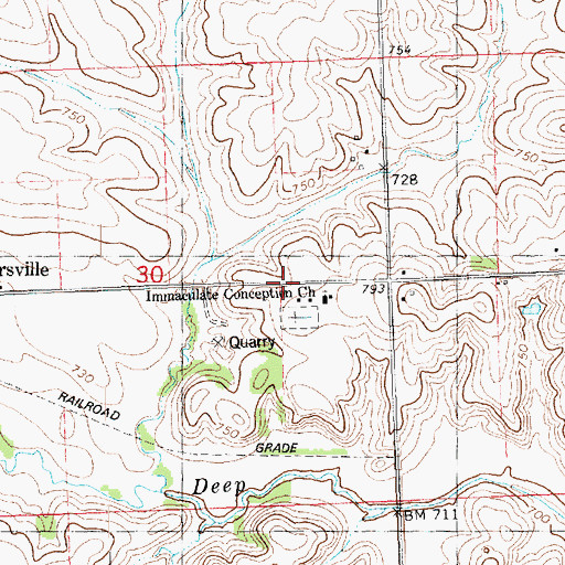 Topographic Map of Petersville (historical), IA