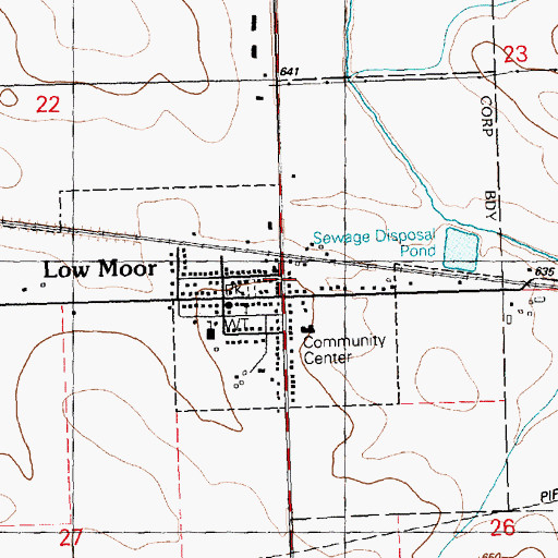 Topographic Map of Low Moor Post Office, IA