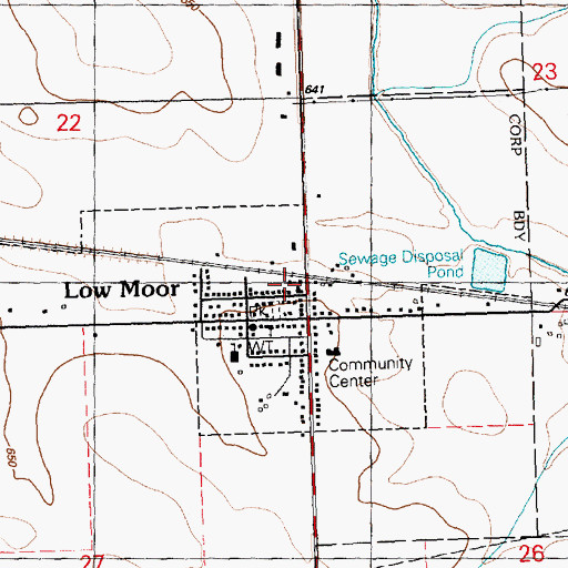 Topographic Map of Low Moor, IA