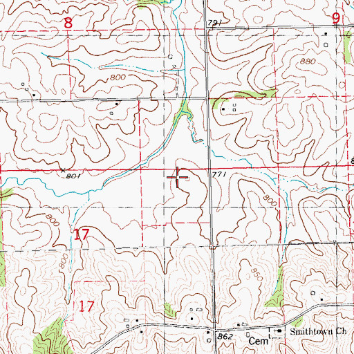 Topographic Map of Burgess Post Office (historical), IA