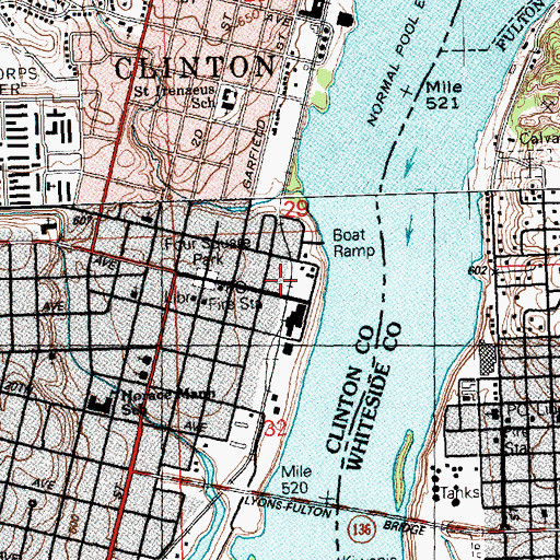 Topographic Map of First White Settler in Clinton County Historical Marker, IA