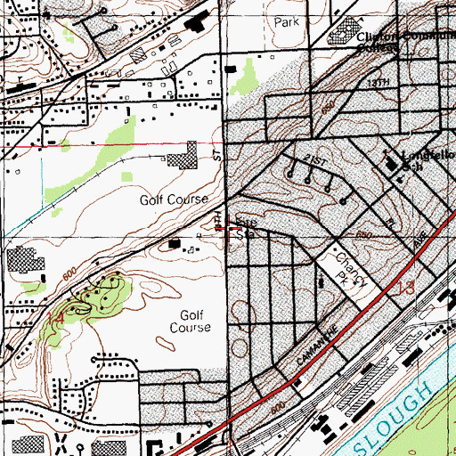 Topographic Map of Clinton Fire Department Chancy Fire Station 2, IA