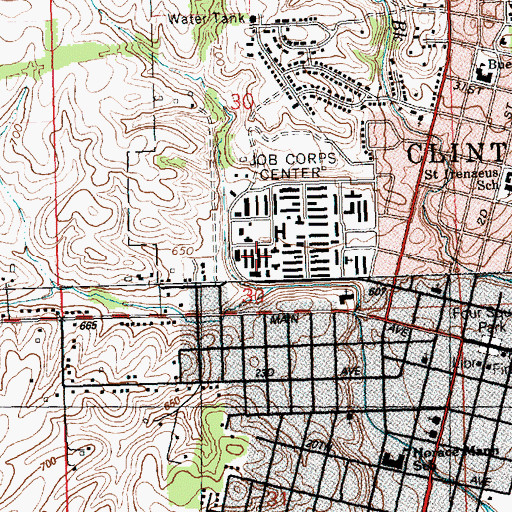 Topographic Map of Clinton County Historical Society Museum, IA