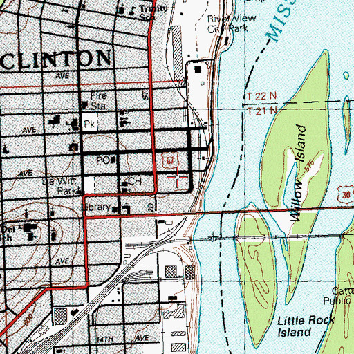Topographic Map of Clinton Police Department, IA
