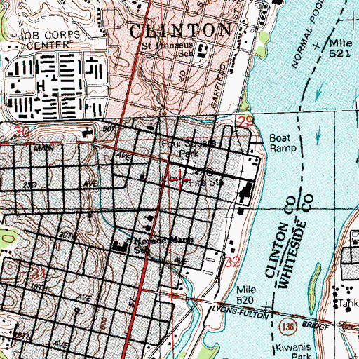 Topographic Map of Lyons Branch Library, IA