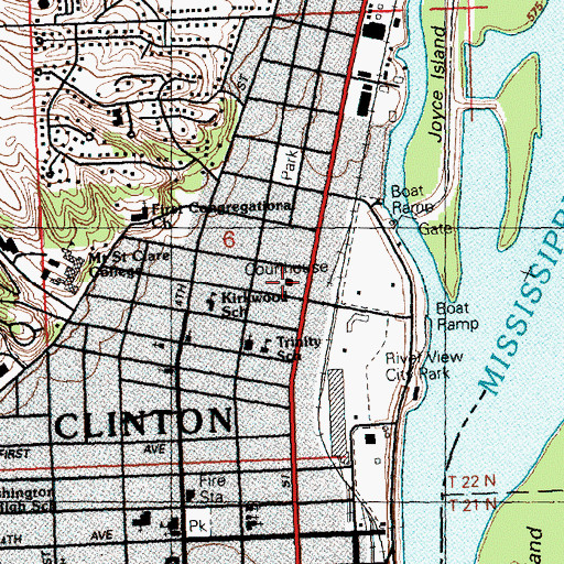 Topographic Map of Clinton County Courthouse, IA