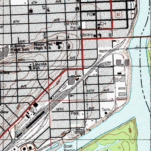 Topographic Map of Clinton, IA
