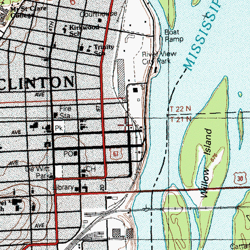 Topographic Map of Clinton Post Office, IA