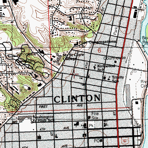 Topographic Map of Second Baptist Church, IA