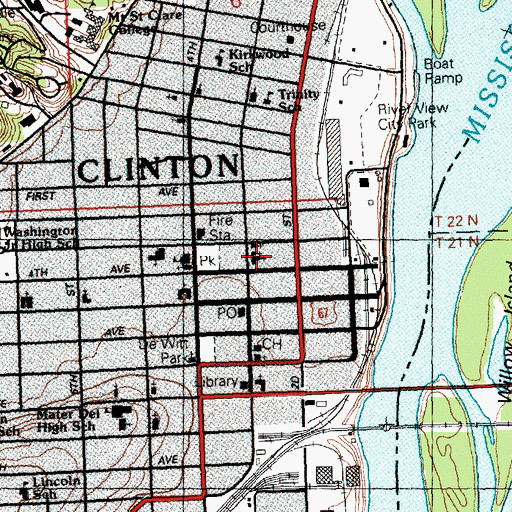 Topographic Map of Saint Johns Episcopal Church, IA