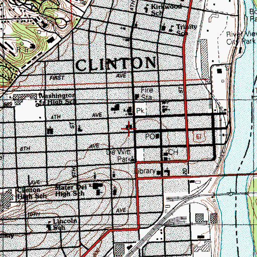 Topographic Map of First Presbyterian Church, IA
