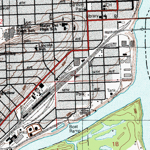 Topographic Map of Riverside Presbyterian Church, IA