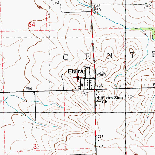 Topographic Map of Elvira Elementary School, IA