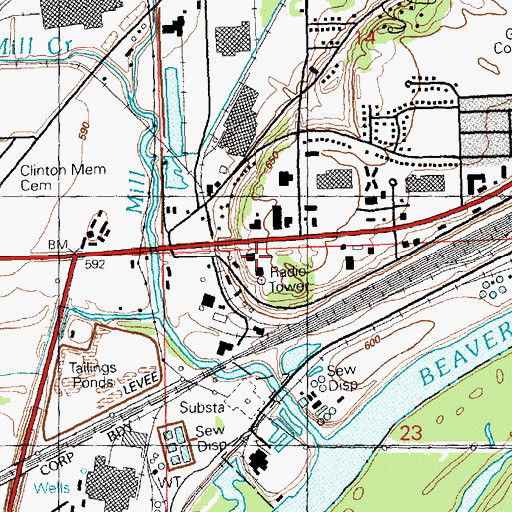 Topographic Map of Clinton Plaza West Shopping Center, IA