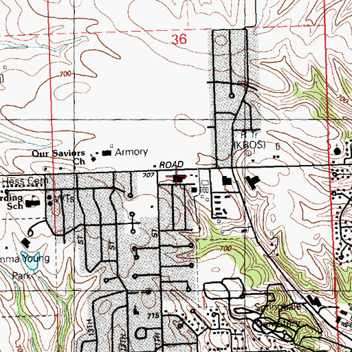Topographic Map of Clover Hills Shopping Center, IA