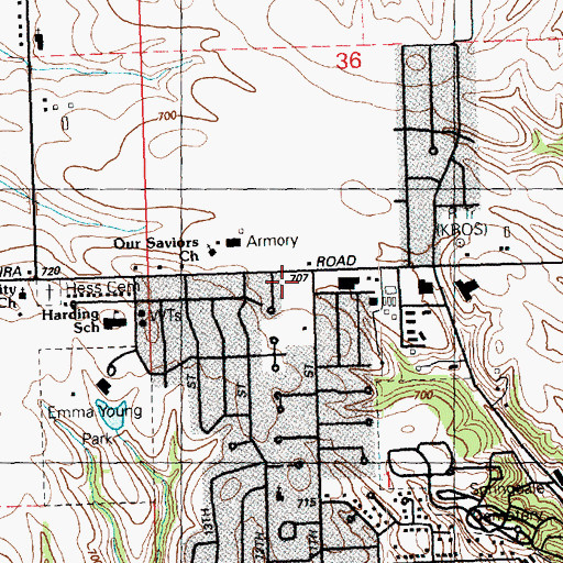 Topographic Map of Prairie Village Shopping Center, IA