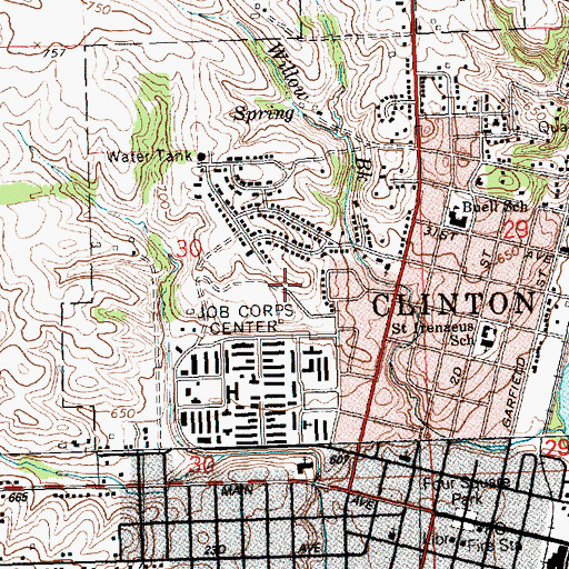 Topographic Map of Lyons Middle School, IA