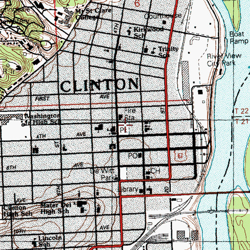 Topographic Map of Clinton Park, IA