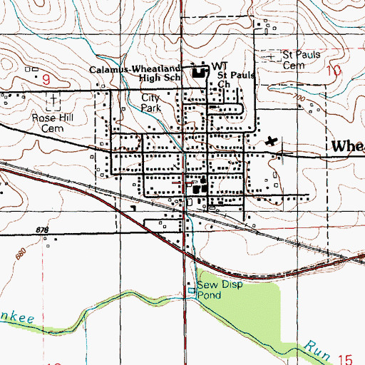 Topographic Map of Wheatland Post Office, IA