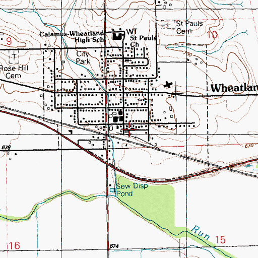 Topographic Map of Wheatland Library, IA