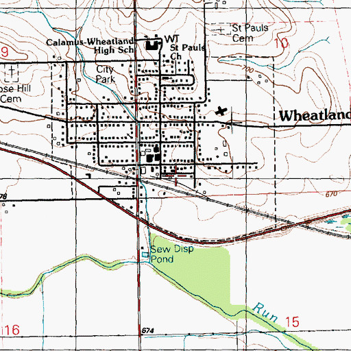 Topographic Map of Wheatland Fire Department, IA