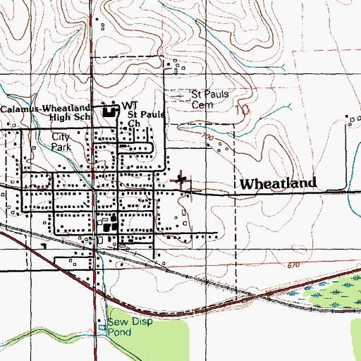 Topographic Map of Wheatland Manor, IA