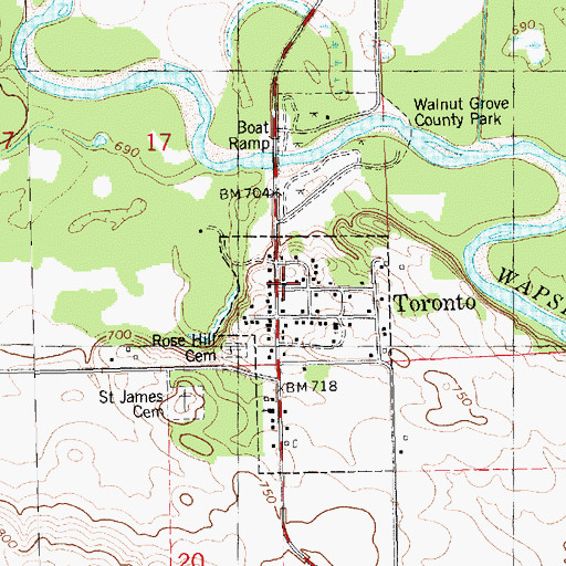 Topographic Map of Toronto Fire Department, IA