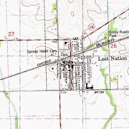 Topographic Map of Lost Nation Public Library, IA