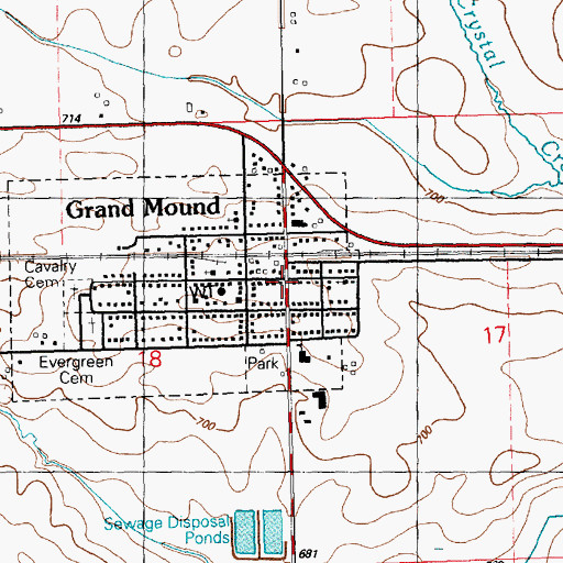 Topographic Map of Grand Mound City Hall, IA