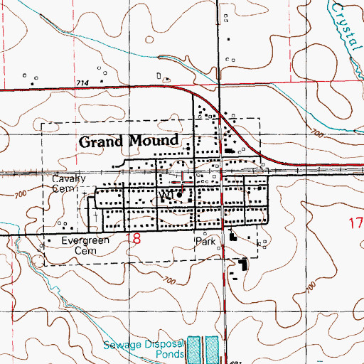 Topographic Map of Grand Mound Volunteer Fire Department, IA